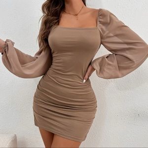 Mesh Bodycon Dress - Mocha Brown